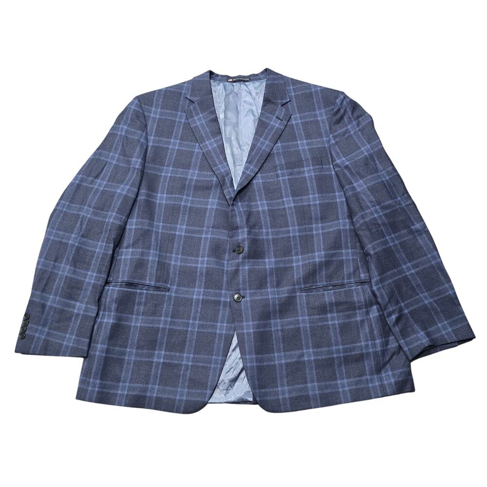 Hart Schaffner Marx Blue Plaid Double Button Blazer